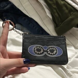 Coach Black and Blue Keychain Wallet